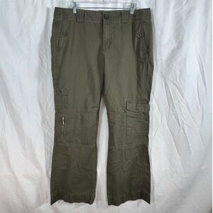 Eddie Bauer Cargo Pants Khaki Green Twill Cotton Women 16 Utility Outdoor Hiking